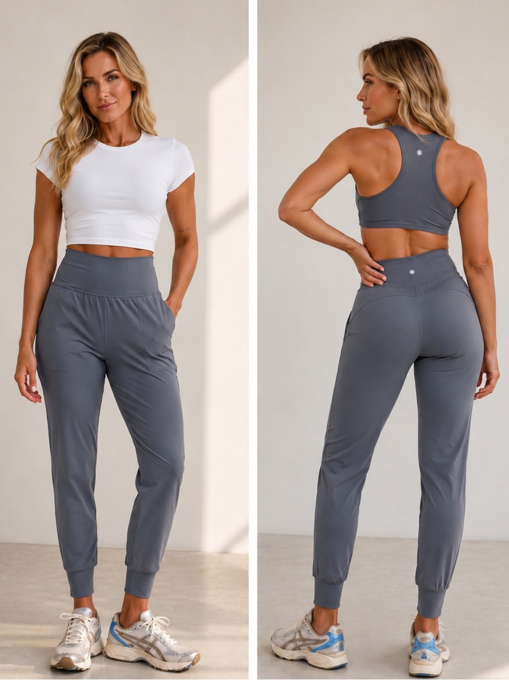 Athleta Salutation High Rise- Waist Jogger Leggings in Slate Color - size small